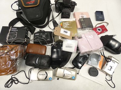 Lot 2407 - Assorted digital cameras and various camera...