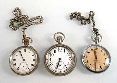 Lot 439 - A silver open face pocket watch, the white...