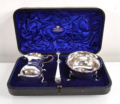 Lot 443 - A Victorian silver cream jug, sugar bowl and...