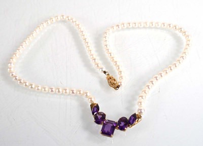 Lot 685 - A single strand cultured pearl necklace with...