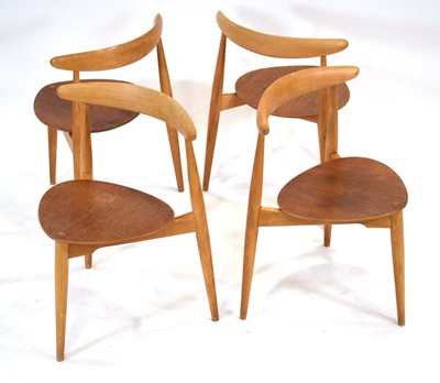 Lot 302 - A set of four 'Heart' stacking chairs with...