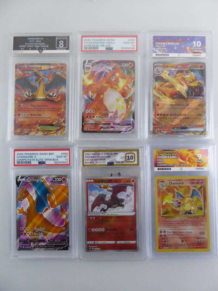 Lot 6 Assorted Graded Pokémon Charizard Cards to...