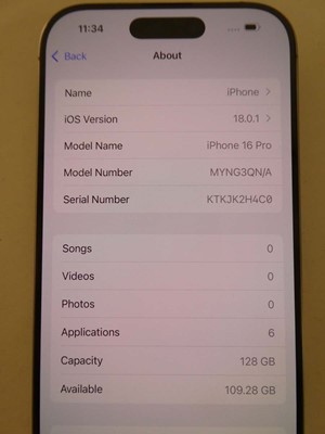 Lot Apple iPhone 16 Pro, 128GB, Natural Titanium,...