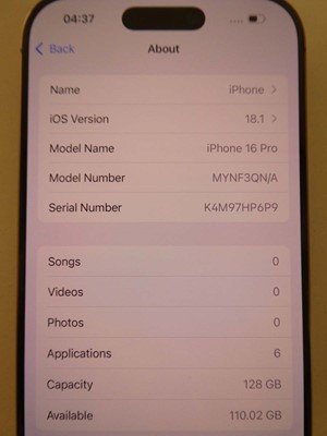 Lot Apple iPhone 16 Pro, 128GB, Desert Titanium,...