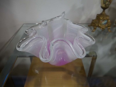 Lot 1212 - Pink and opaque Murano style glass bowl