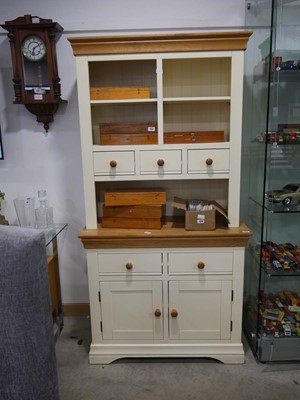 Lot 1216 - Cream painted and light oak finish dresser