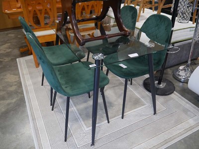 Lot 1220 - Glass top dining table on black tapered...