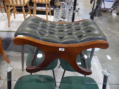 Lot 1221 - Wooden framed footstool upholstered in green...