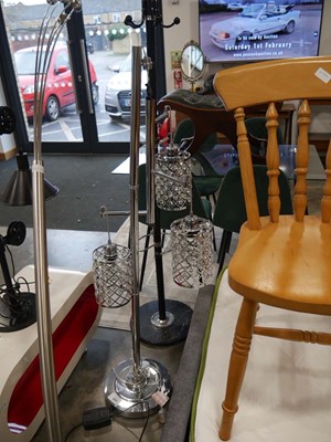 Lot 1223 - Chrome and crystal effect 3 branch floor lamp