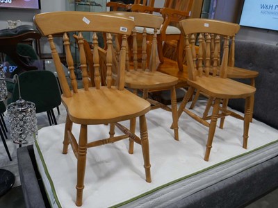 Lot 1227 - Set of 4 beech spindle back dining chairs