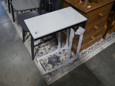 Lot 1233 - Metal framed sofa table with white marble...