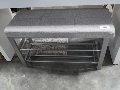 Lot 1253 - Grey upholstered Neatfreak shoe storage bench