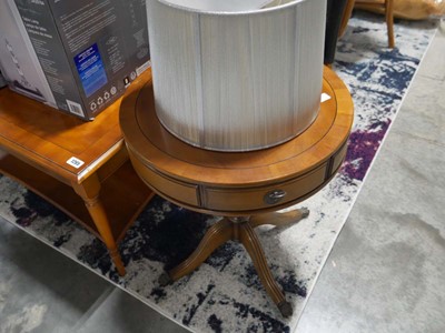 Lot 1265 - Yew effect drum shaped single pedestal coffee...