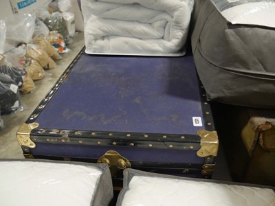 Lot 1271 - Blue fabric covered twin handled trunk