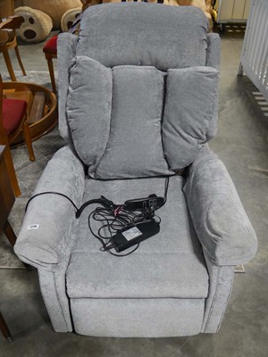 Lot 1276 - Light grey upholstered electric reclining easy...