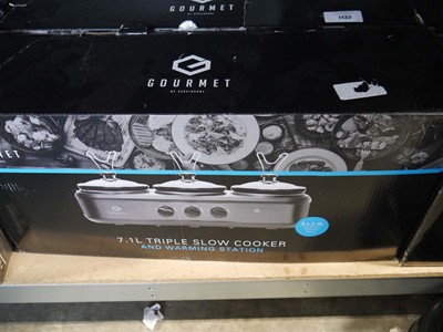 Lot 1130 - 2 boxed Gourmet triple slow cooker warming...