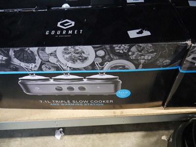 Lot 1132 - 2 boxed Gourmet triple slow cooker warming...