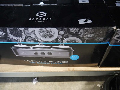 Lot 1133 - 2 boxed Gourmet triple slow cooker warming...