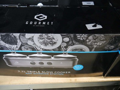 Lot 1134 - 2 boxed Gourmet triple slow cooker warming...