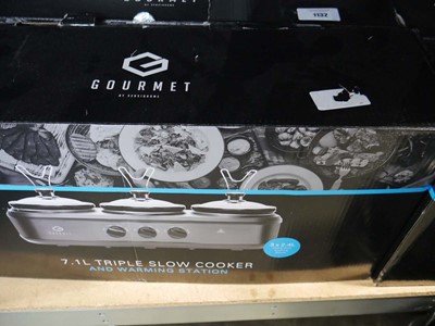 Lot 1135 - 3 boxed Gourmet triple slow cooker warming...