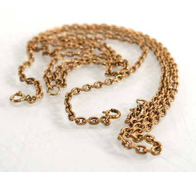 Lot 723 - A pair of 9ct yellow gold chainlink necklaces,...