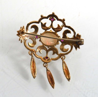 Lot 729 - A 9ct yellow gold brooch of Rococo design set...