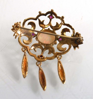 Lot 729 - A 9ct yellow gold brooch of Rococo design set...