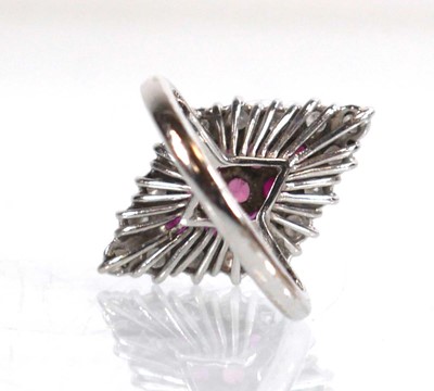 Lot 735 - An 18ct white gold cocktail ring set sixteen...