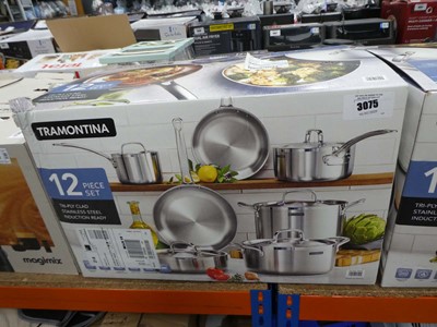 Lot 3075 - Tramontina clad stainless steel cookware set