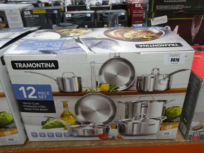 Lot 3076 - Tramontina clad stainless steel cookware set