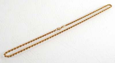 Lot 755 - A 9ct yellow gold ropetwist necklace, l. 37 cm,...