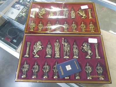 Lot 2514 - 2 trays of bronze chess pieces