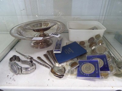 Lot 2490 - Collection of cutlery, watches, coins,...