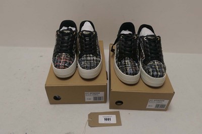 Lot 1691 - 2 pairs of Dune London trainers in black...