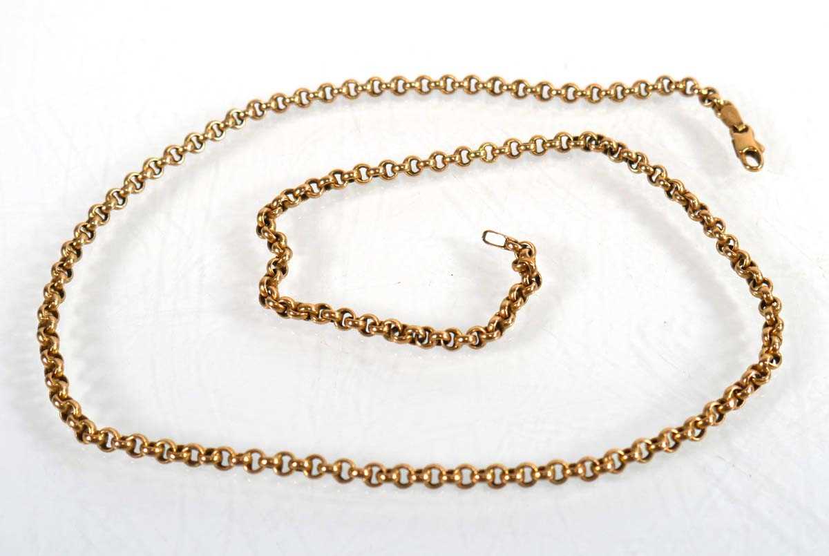 Lot 781 - A 9ct yellow gold belcher necklace with...