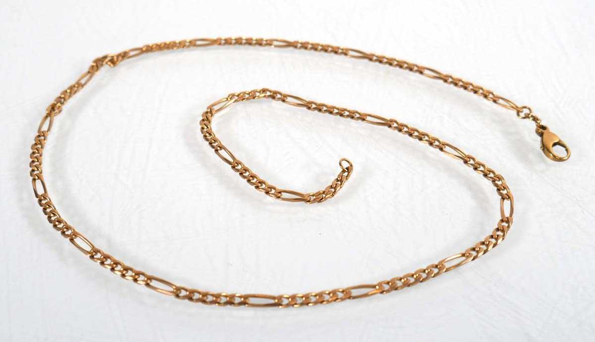 Lot 783 - A 9ct yellow gold figaro link necklace, l. 48...