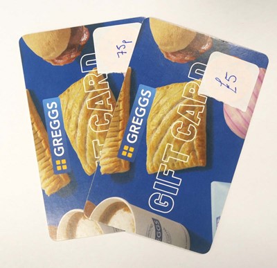 Lot 374 - Greggs (x2) - Total face value £5.75