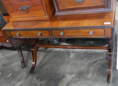 Lot 1521 - Mahogany finish drop side table with 2 drawers