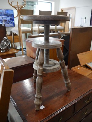 Lot 1524 - Adjustable height wooden stool