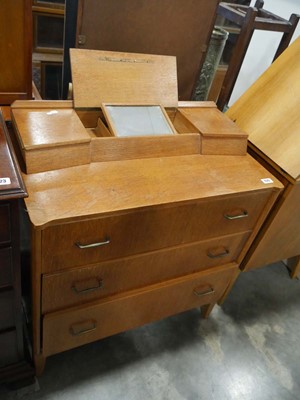 Lot 1525 - Mid-century 3 drawer dressing unit with...