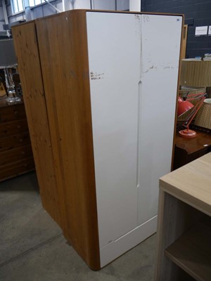 Lot 1529 - Modern honey oak finish wardrobe with white...