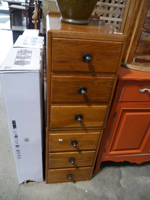 Lot 1545 - Pair of oak finish 3 drawer pedestals