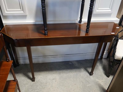 Lot 1552 - Mahogany inlaid long side table and 2 slender...