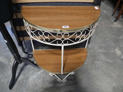 Lot 1556 - Demi-lune 2 tier wrought metal side table