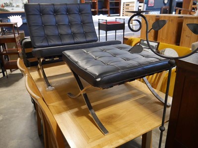 Lot 1559 - Reproduction black leather upholstered...