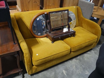 Lot 1567 - 3 seater sofa in a mustard coloured upholstery