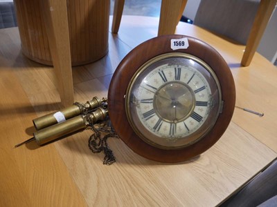 Lot 1569 - Circular mahogany cased clock with decorative...