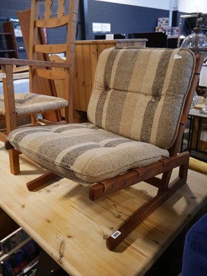 Lot 1578 - Mid-century teak framed easy chair with strung...