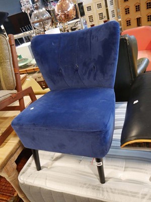 Lot 1580 - Modern navy blue velvet upholstered easy chair...