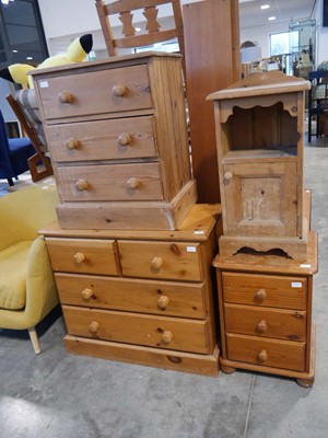 Lot 1586 - An assortment of pine furniture including a...